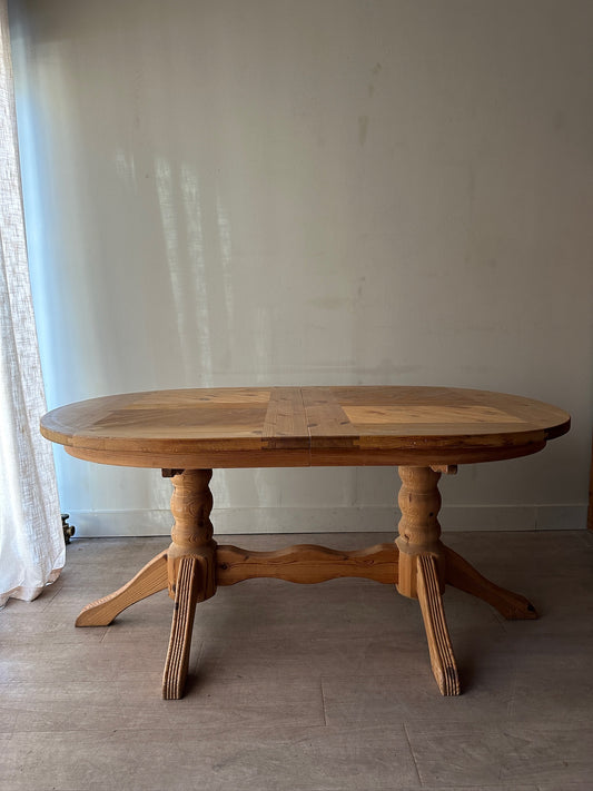 Swedish pine extending trestle dining table