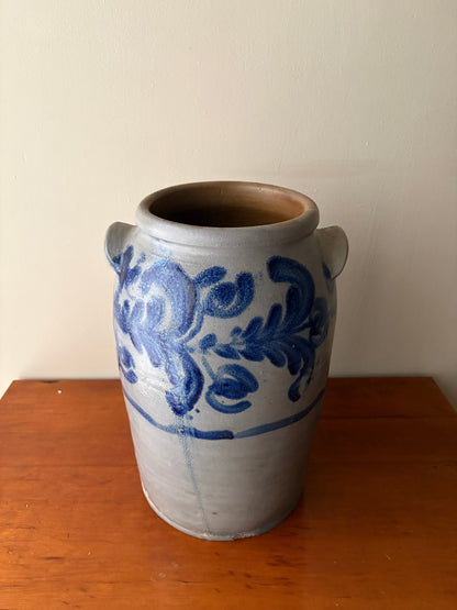 Cobalt-decorated stoneware crock