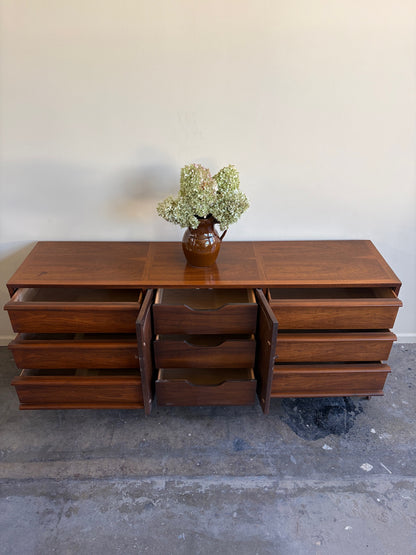 Lane Walnut Nine Drawer Dresser