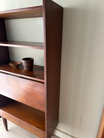 Walnut bar bookshelf