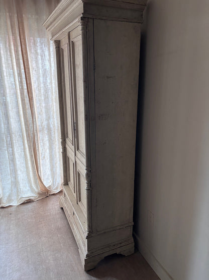 White painted pine armoire