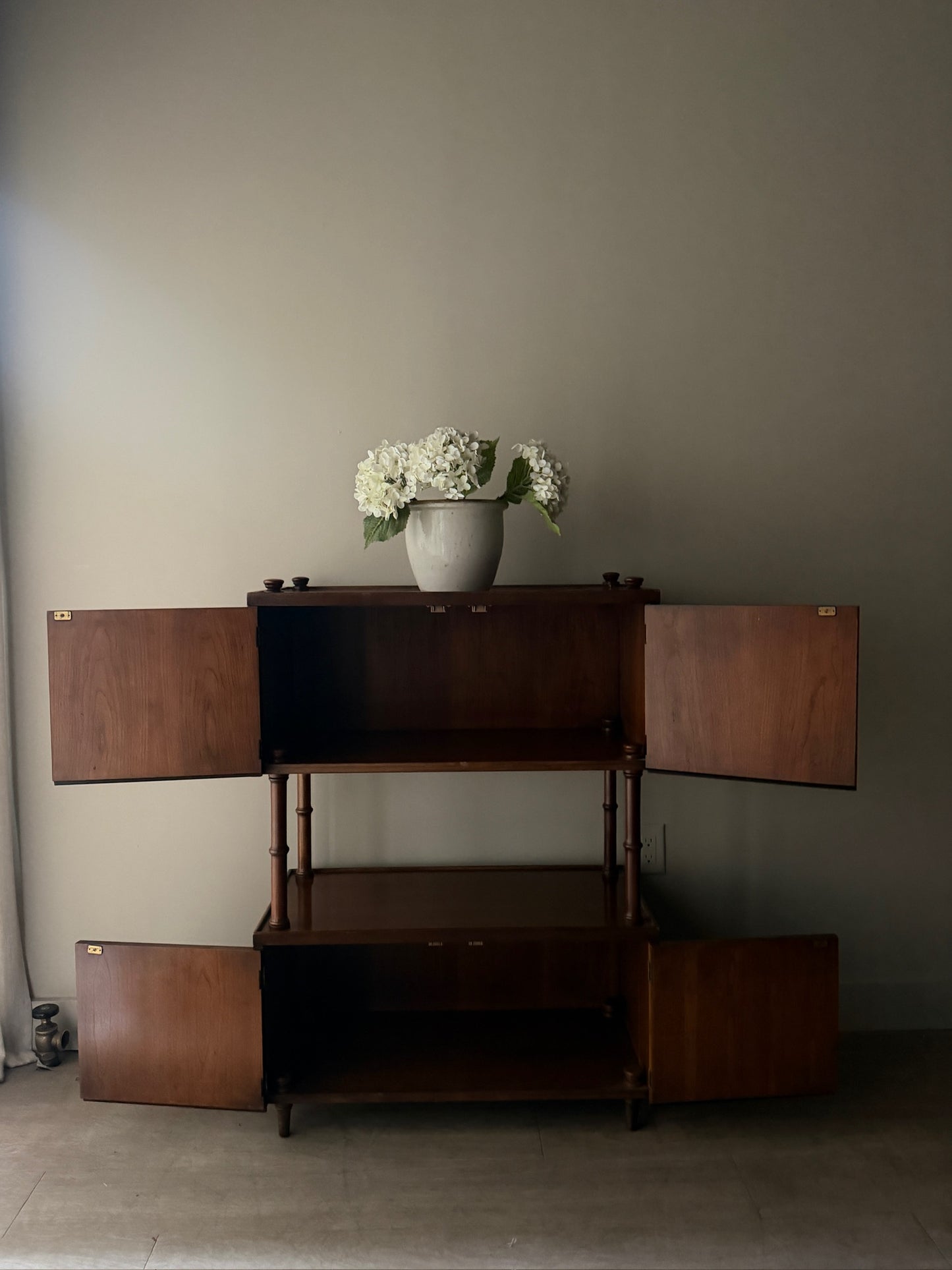 Two-tier walnut cabinet
