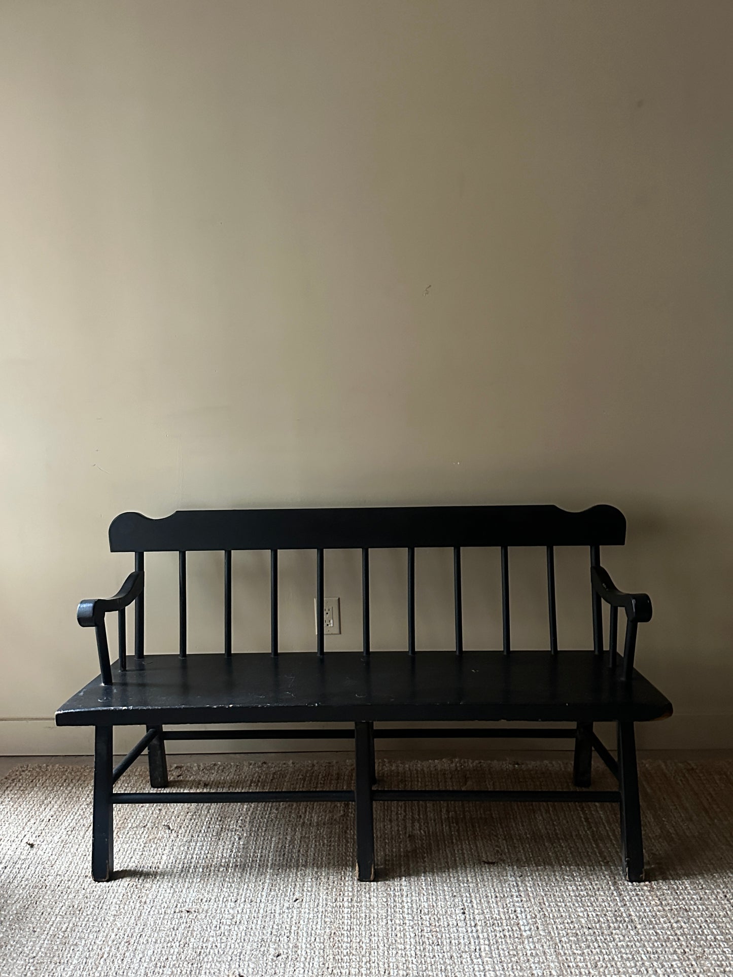 Black painted farm bench