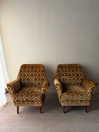 Swedish velvet club chairs. Sold individually.