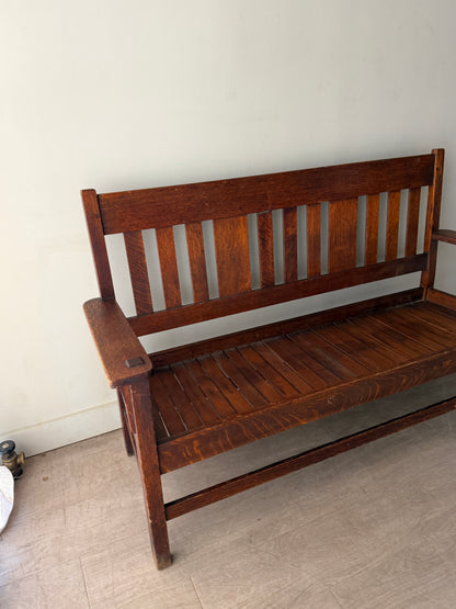 Arts & Crafts slatted bench