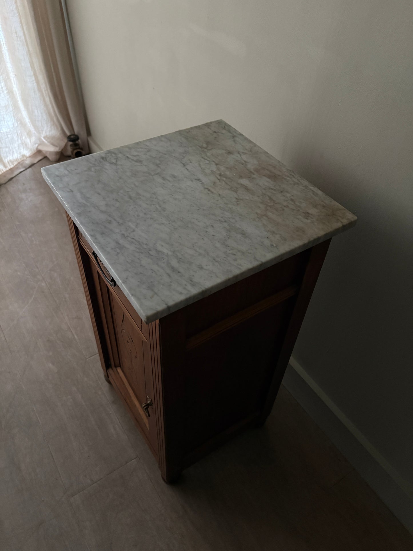 Victorian marble top walnut cabinet/nightstand