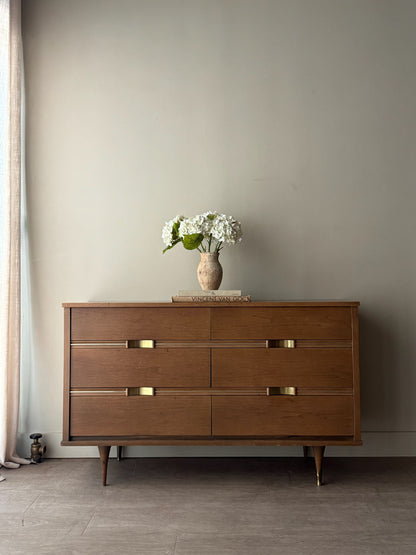 Walnut 6 drawer dresser
