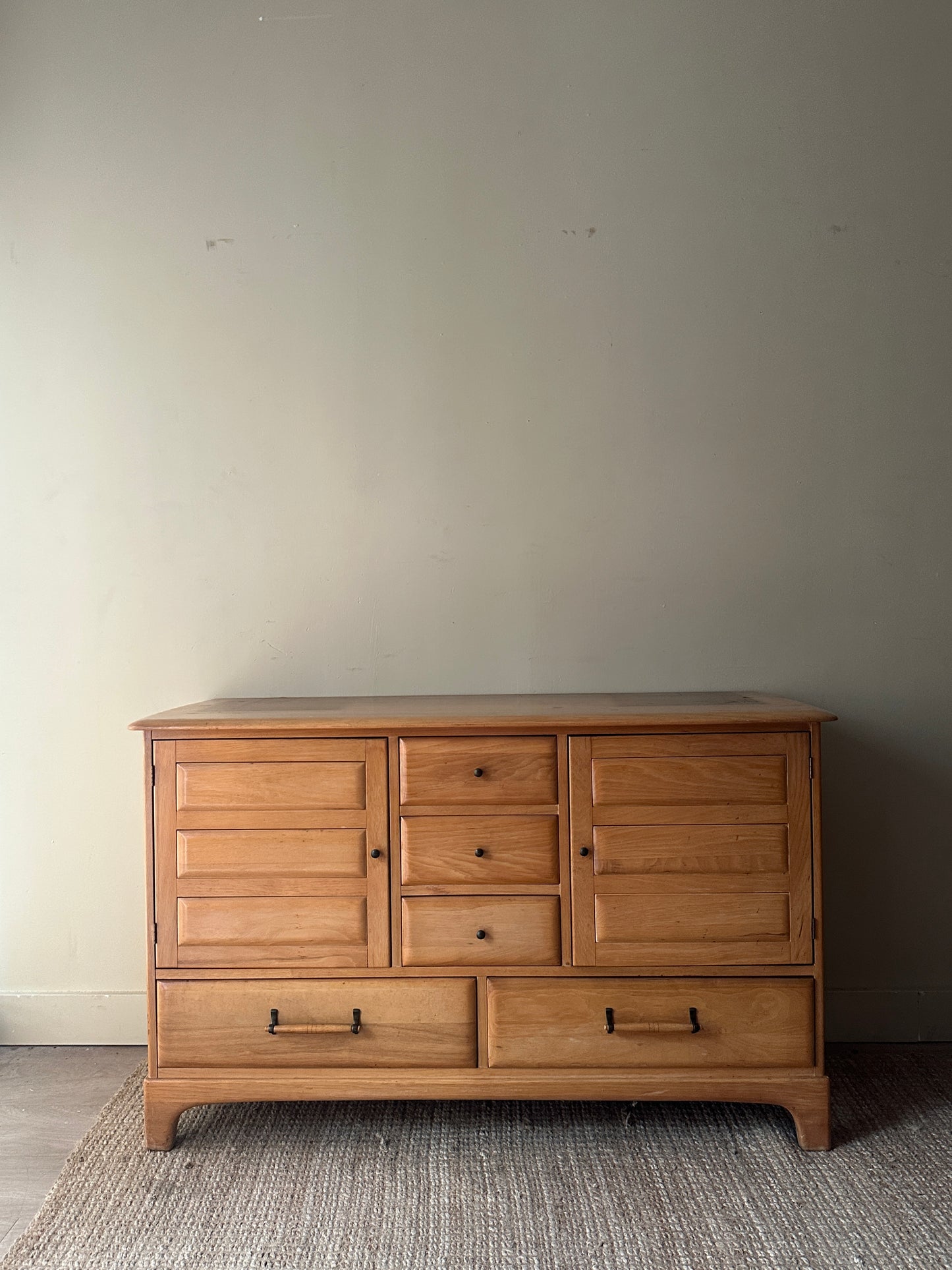 Blonde oak credenza