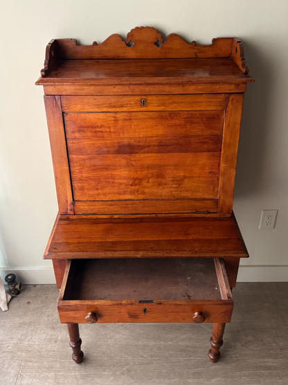 Victorian pine secretary desk