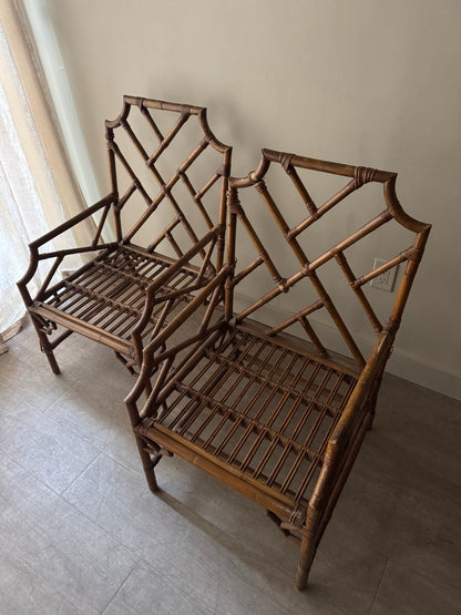 Bamboo arm chairs. Sold individually.