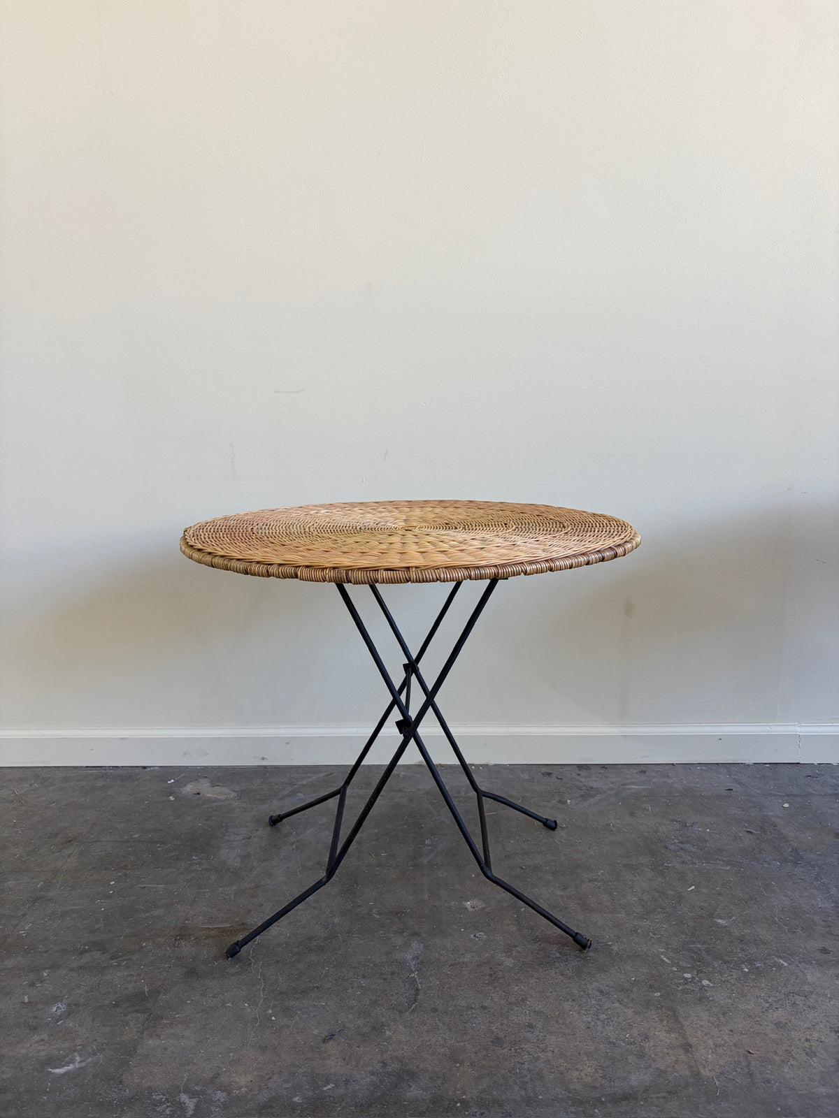 Wicker and Metal Folding Cocktail Table