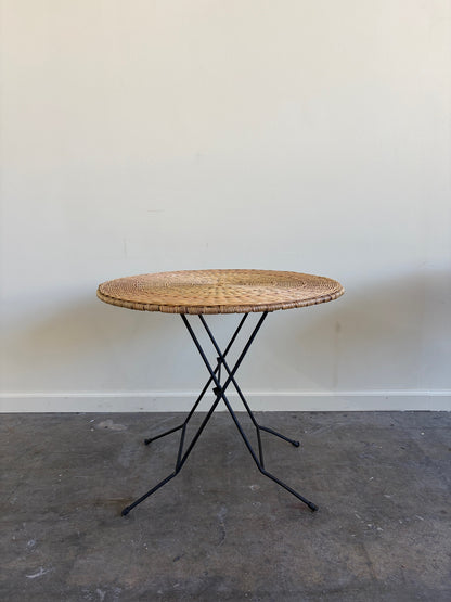 Wicker and Metal Folding Cocktail Table