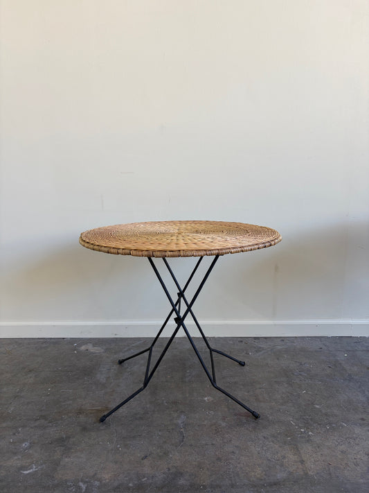 Wicker and Metal Folding Cocktail Table