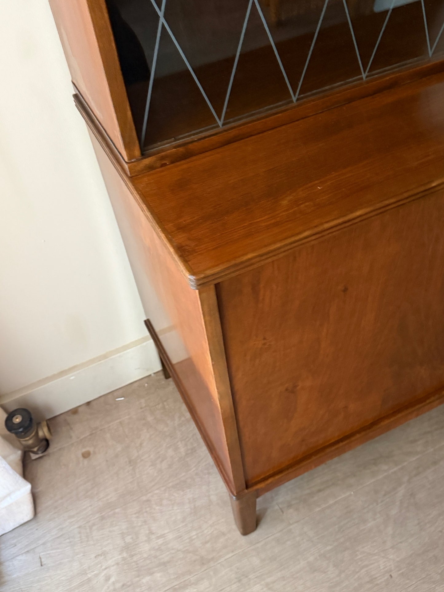 Scandinavian walnut two piece hutch