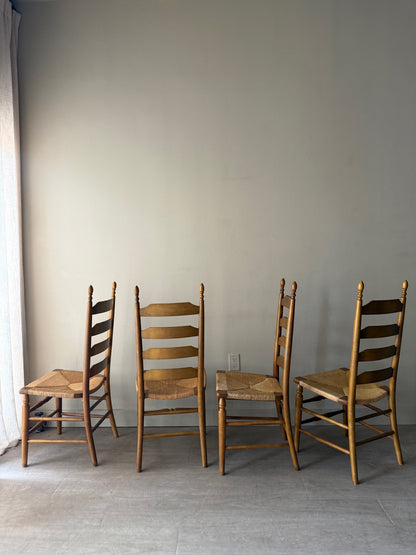 Maple rush seat dining chairs. Sold in pairs.