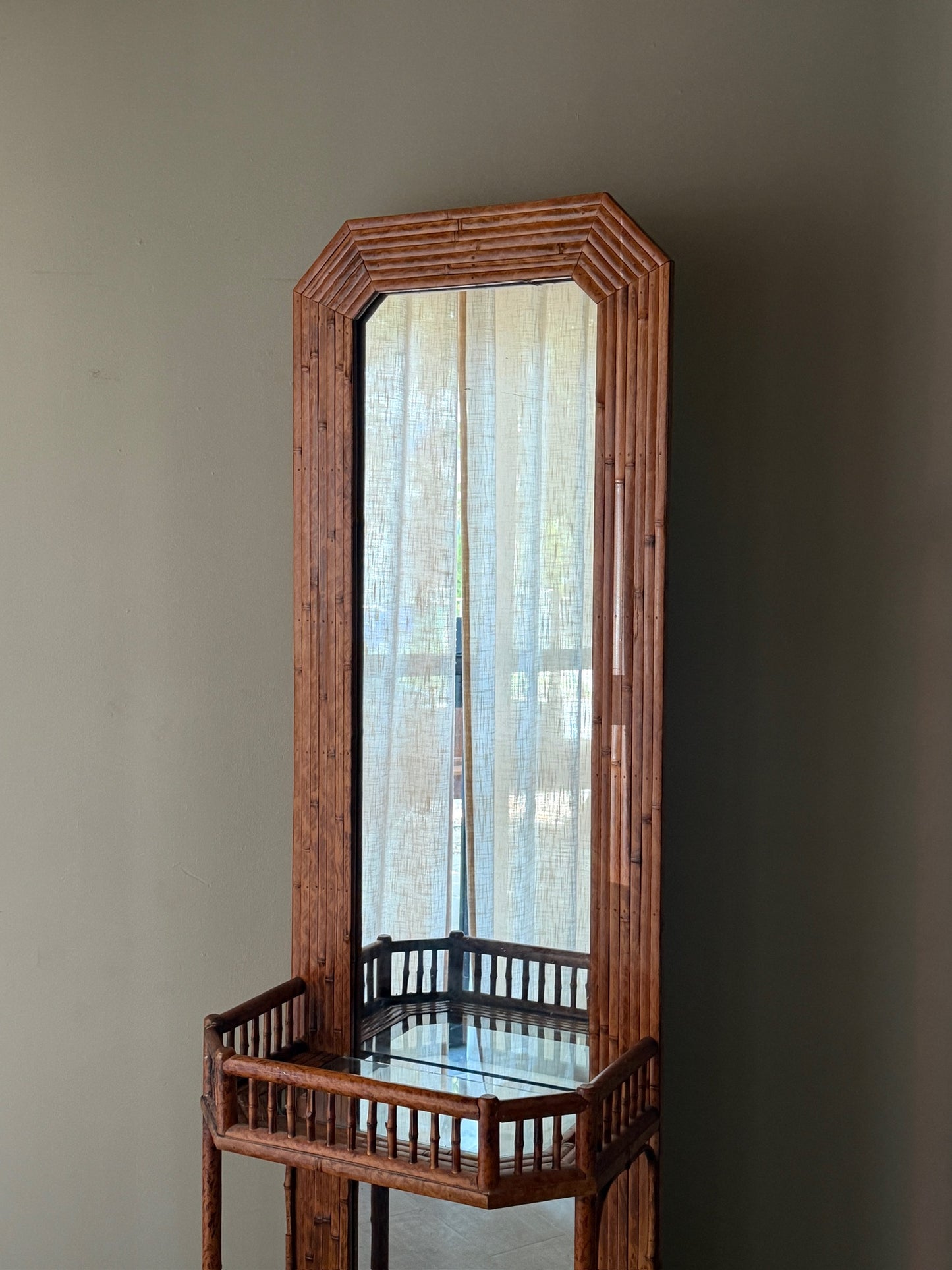 Split bamboo hall mirror