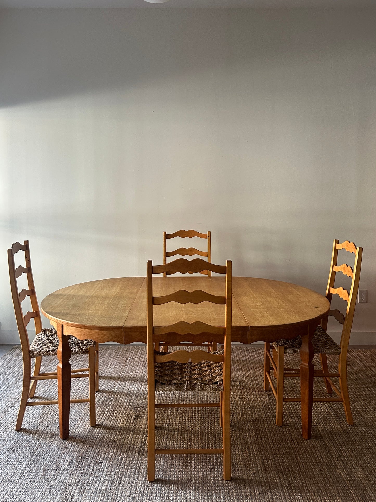 White oak dining table with leaf