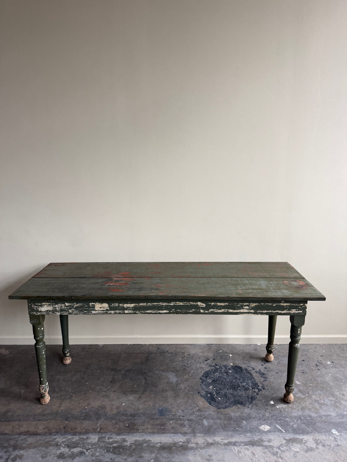 Green painted pine farm table