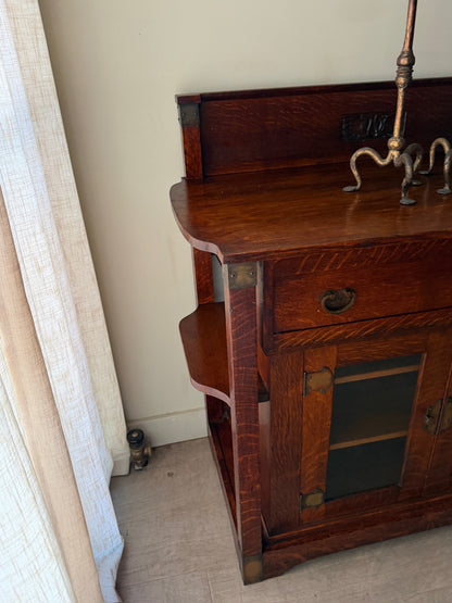 English Arts & Crafts carved oak server