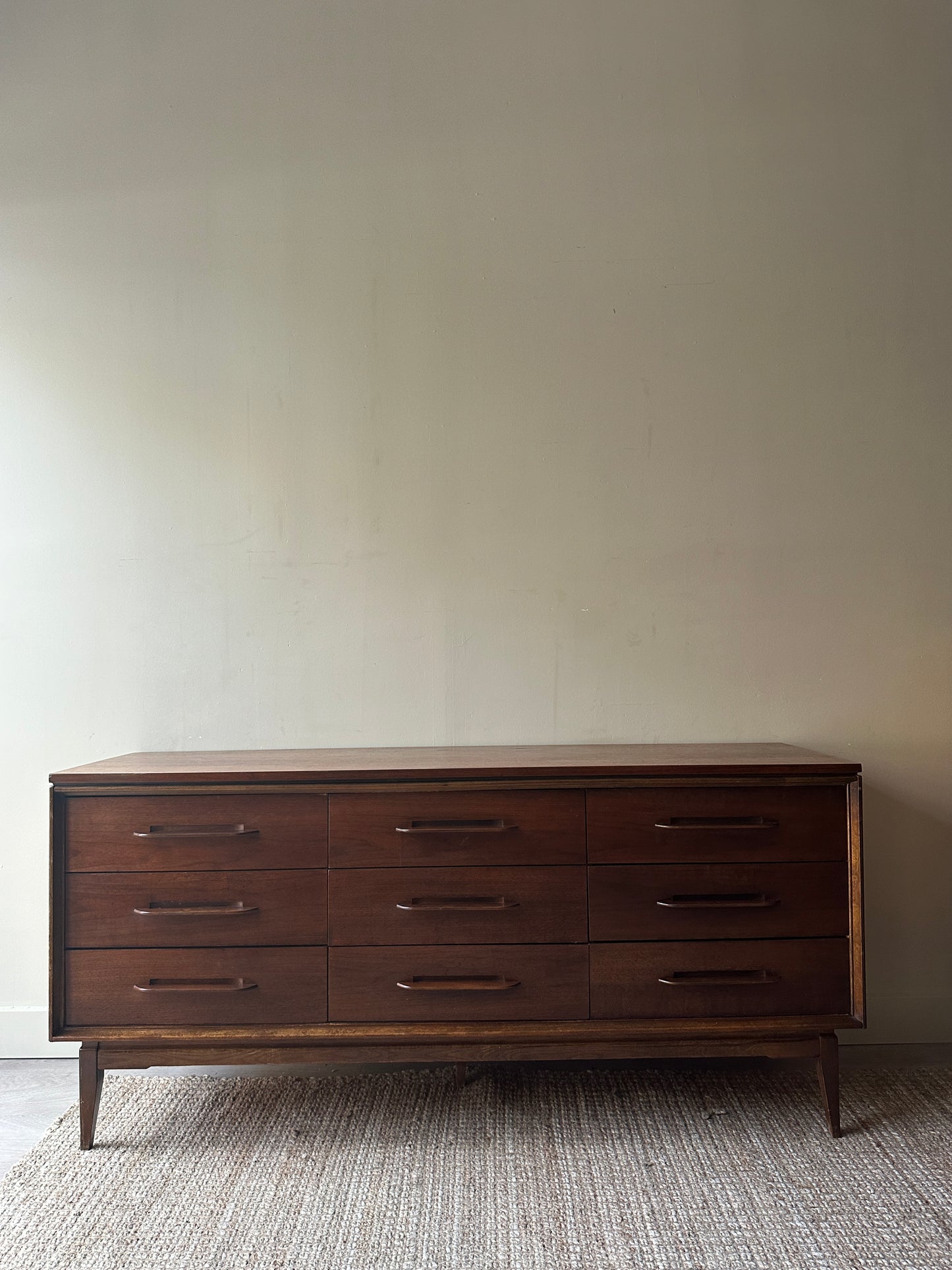 Walnut nine drawer dresser