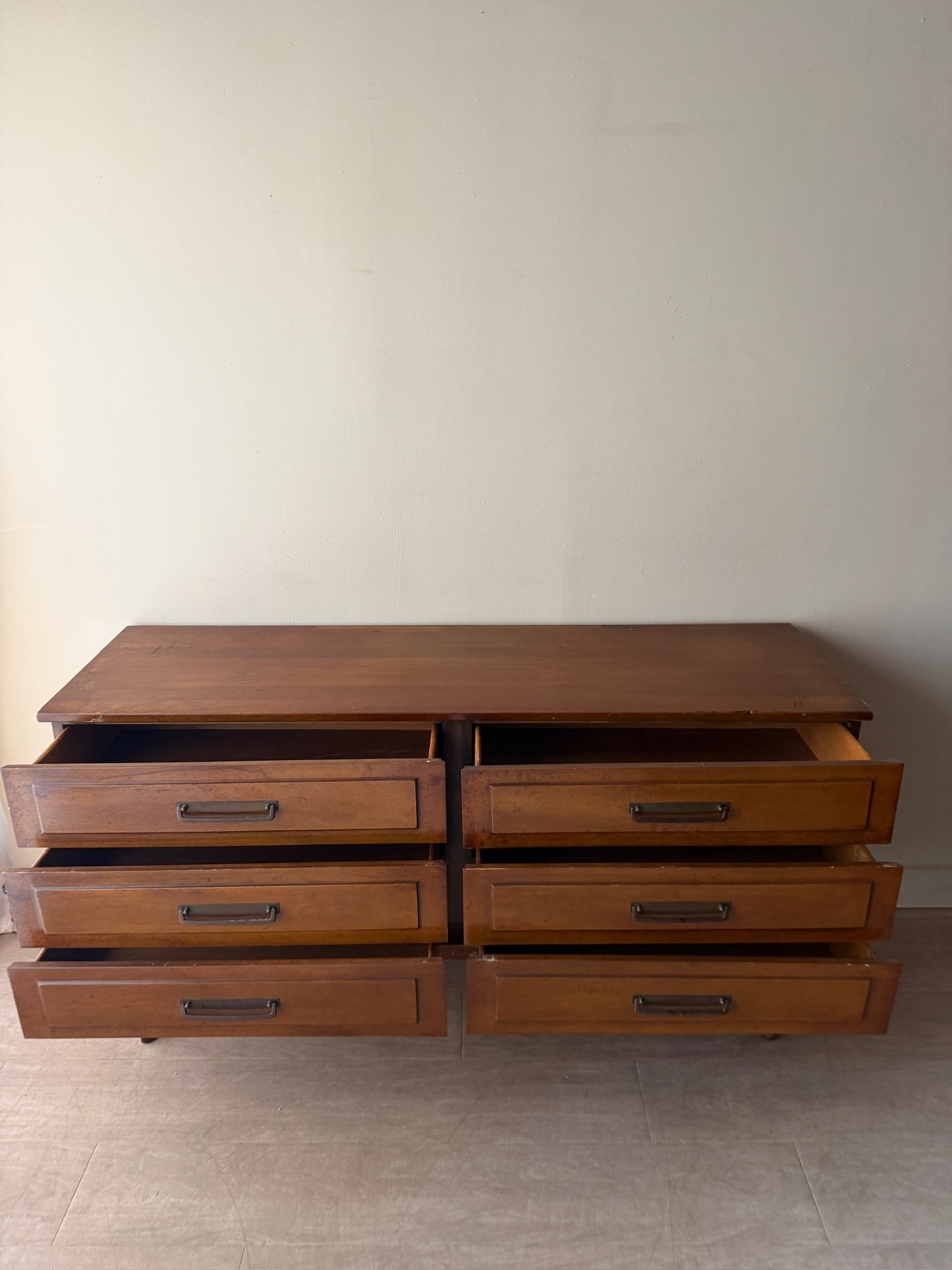 Century walnut 6 drawer dresser