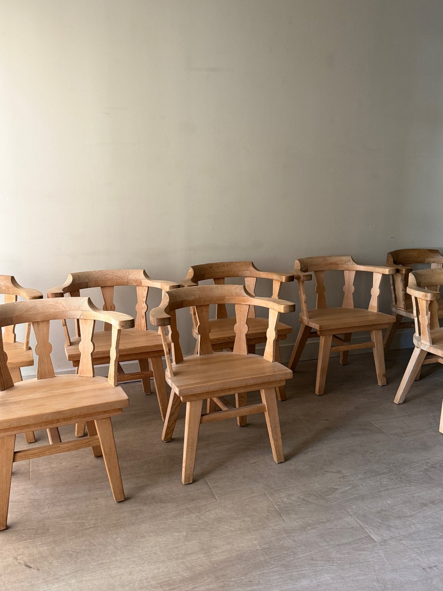 Krogenaes Norwegian pine dining chairs. Sold in pairs.