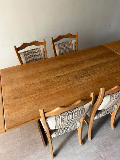 1970s Danish oak dining table with extensions