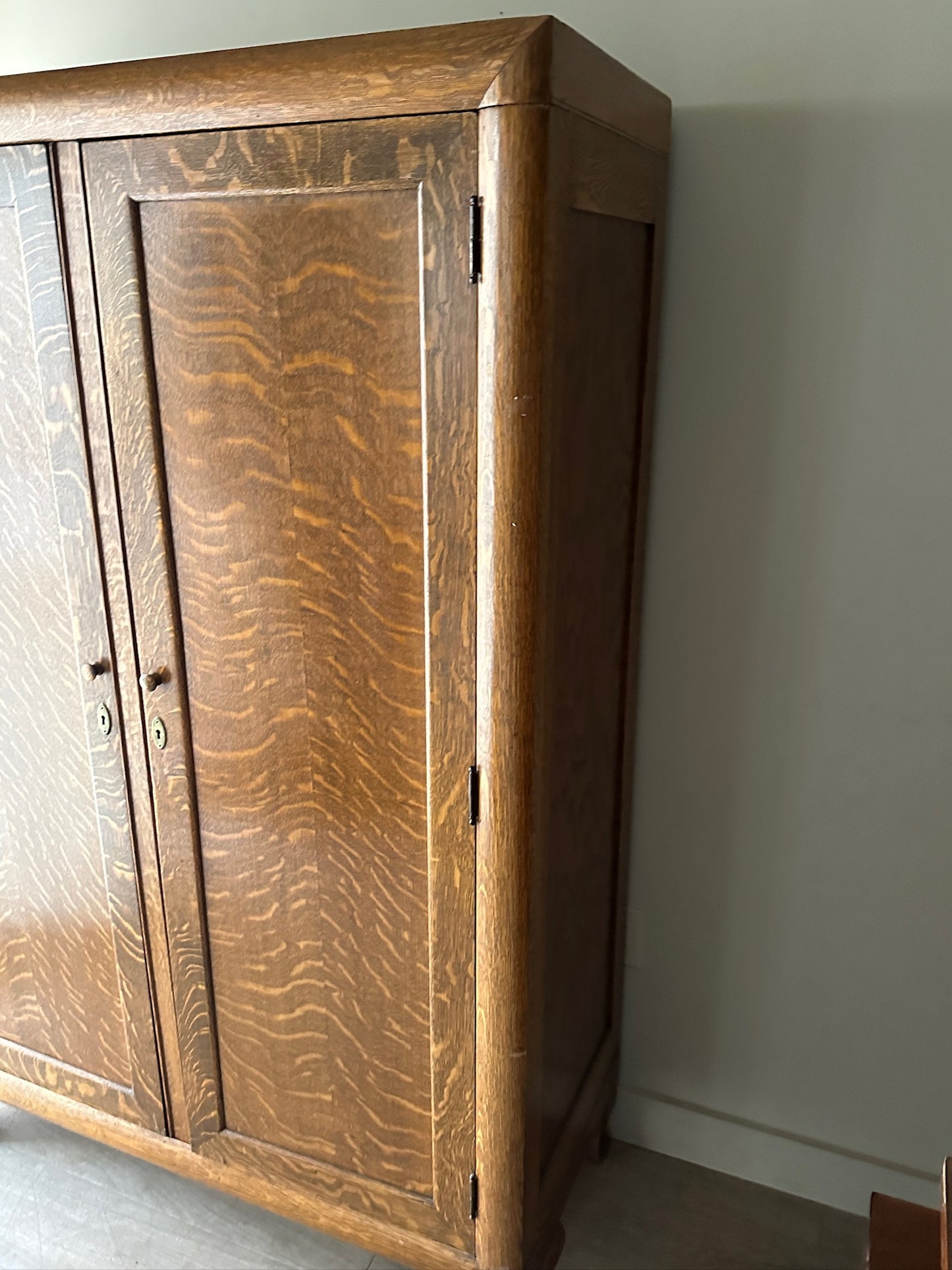Tiger oak knockdown armoire