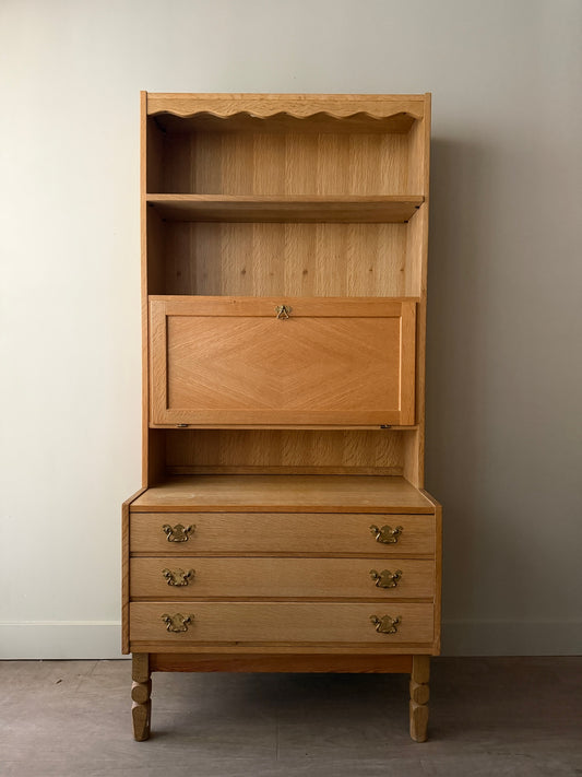 Danish oak secretary hutch
