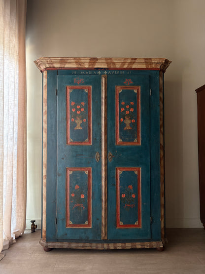 Northern European painted pine wardrobe