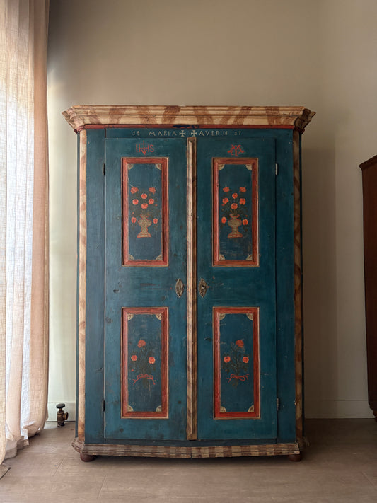 Northern European painted pine wardrobe