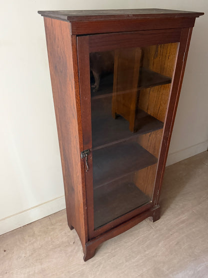 Oak single door display cabinet
