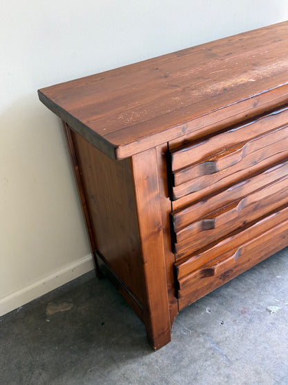 Brutalist pine 3 drawer dresser
