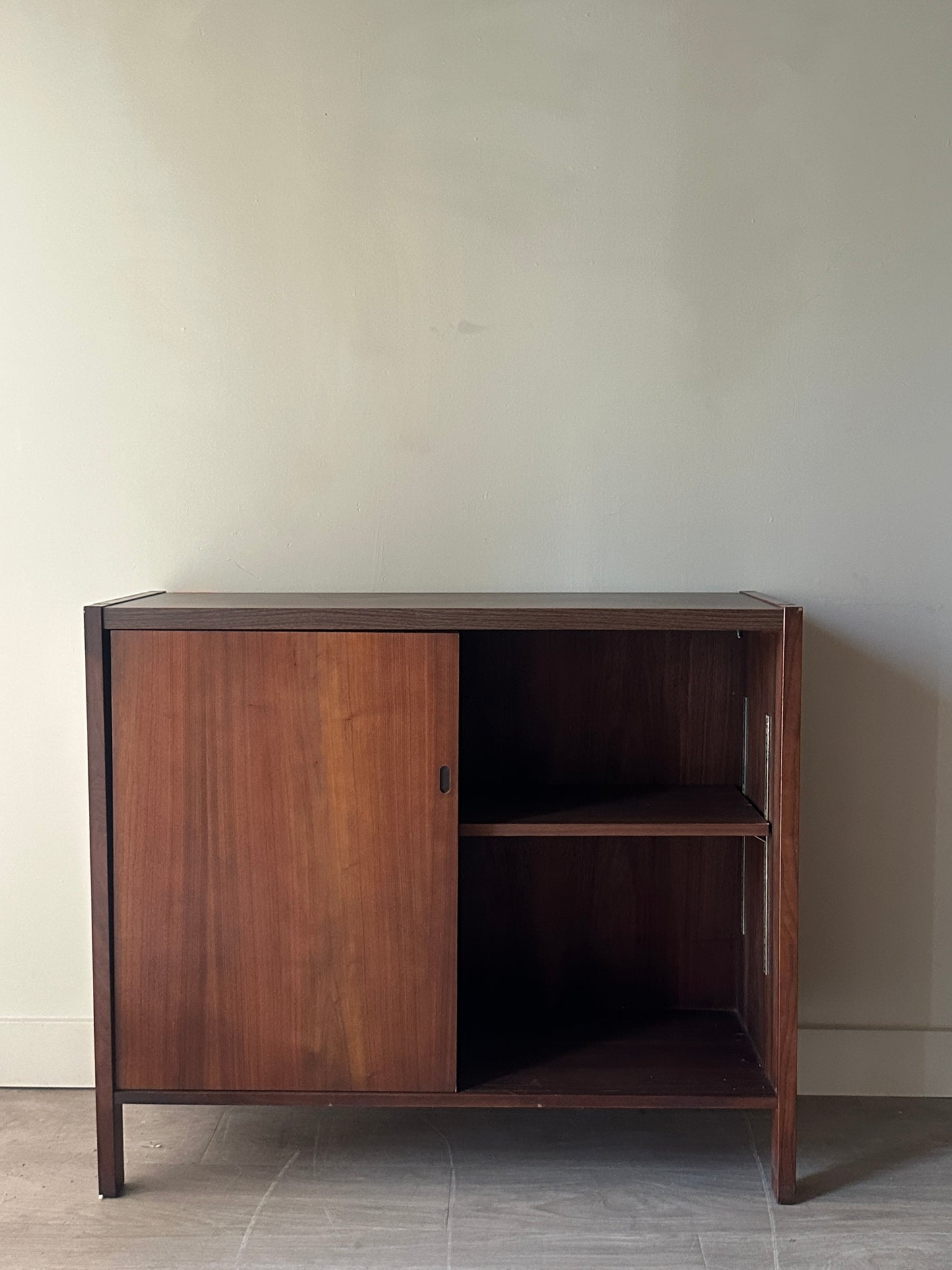 Walnut sliding door cabinet