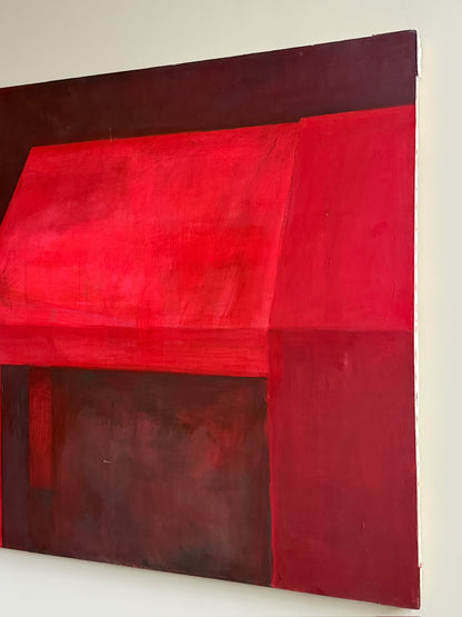 Large red abstract. Signed “Caycedo.”