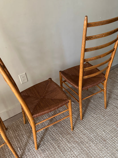 Woven ladder back chairs. Sets of 2.