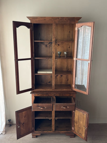 Narrow pine display hutch