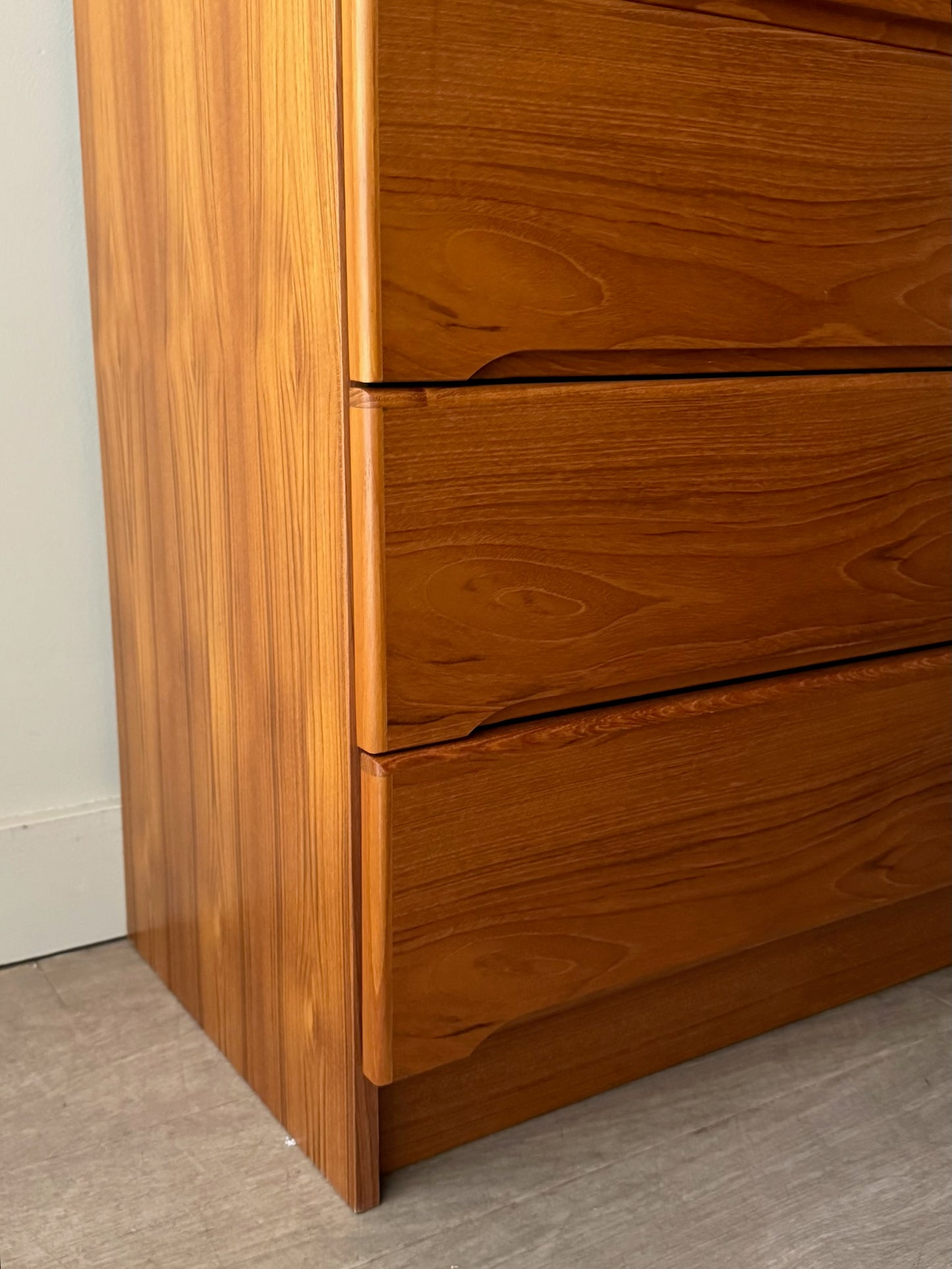 Danish teak tallboy dresser