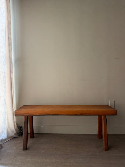 Pine slab bench