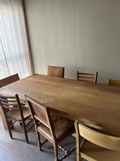 Solid scrubbed pine dining table
