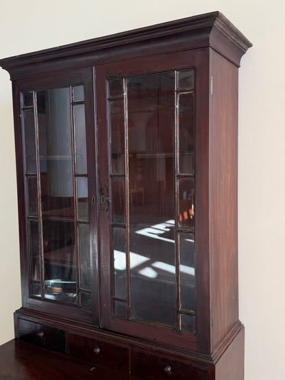 Federal mahogany writing desk with bookcase