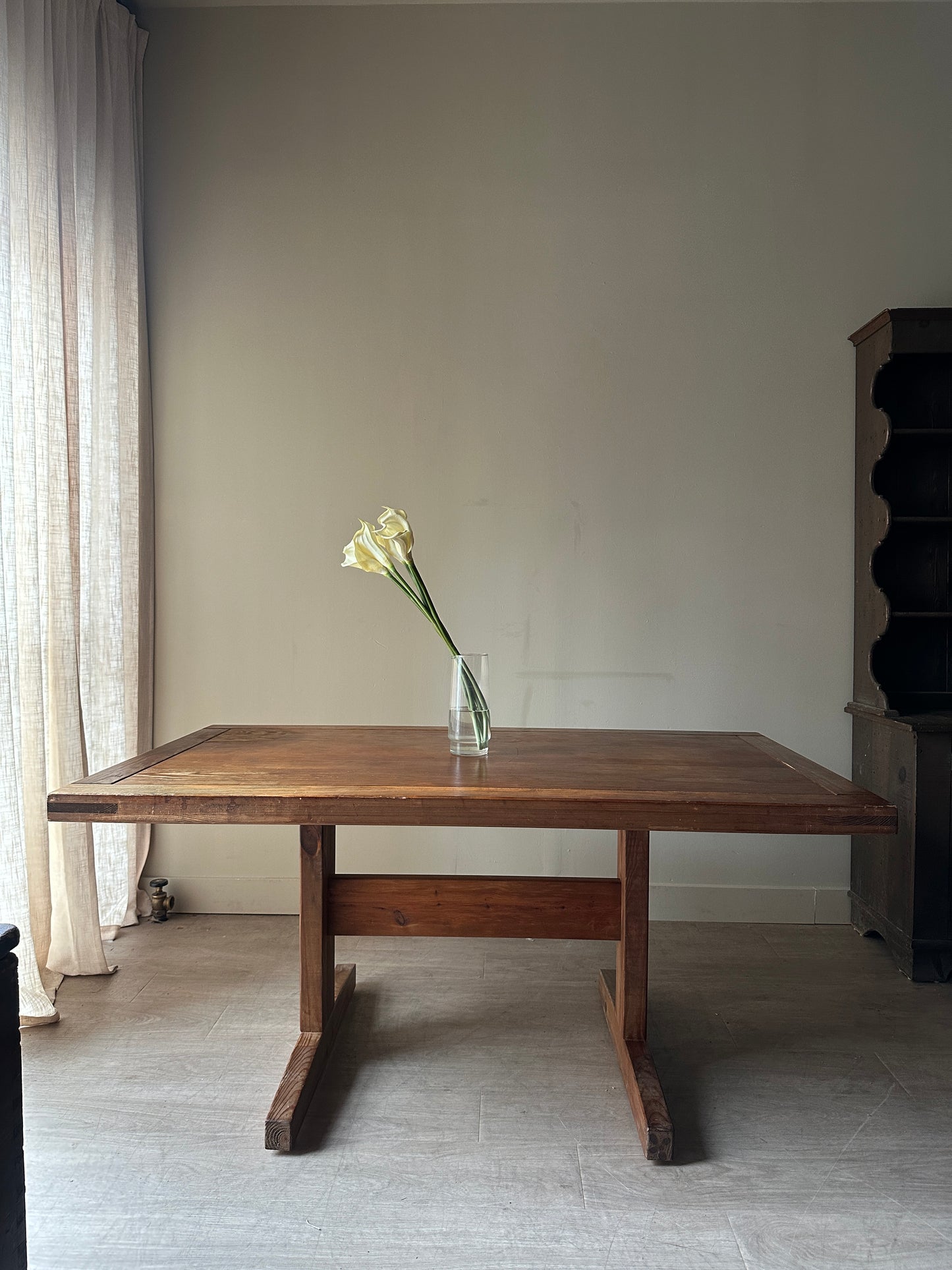 Oak trestle dining table