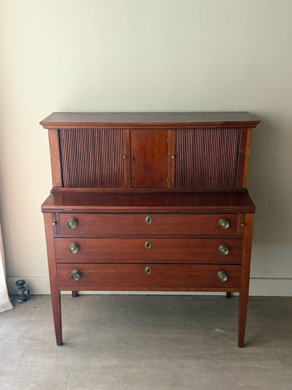 Federal mixed wood tambour door writing desk