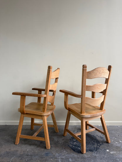 Oak razorblade armchairs. Sold individually.