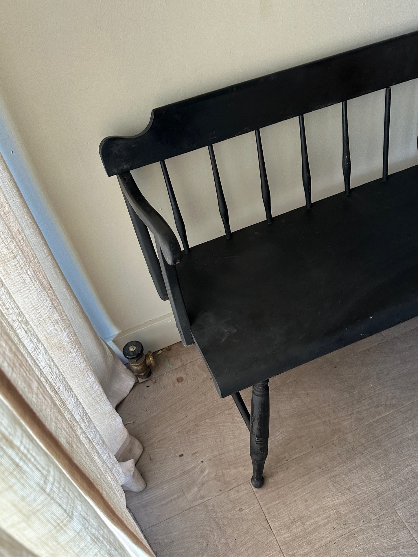 Black painted bench