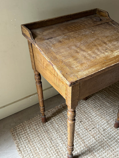 Grain painted school desk with inkwell