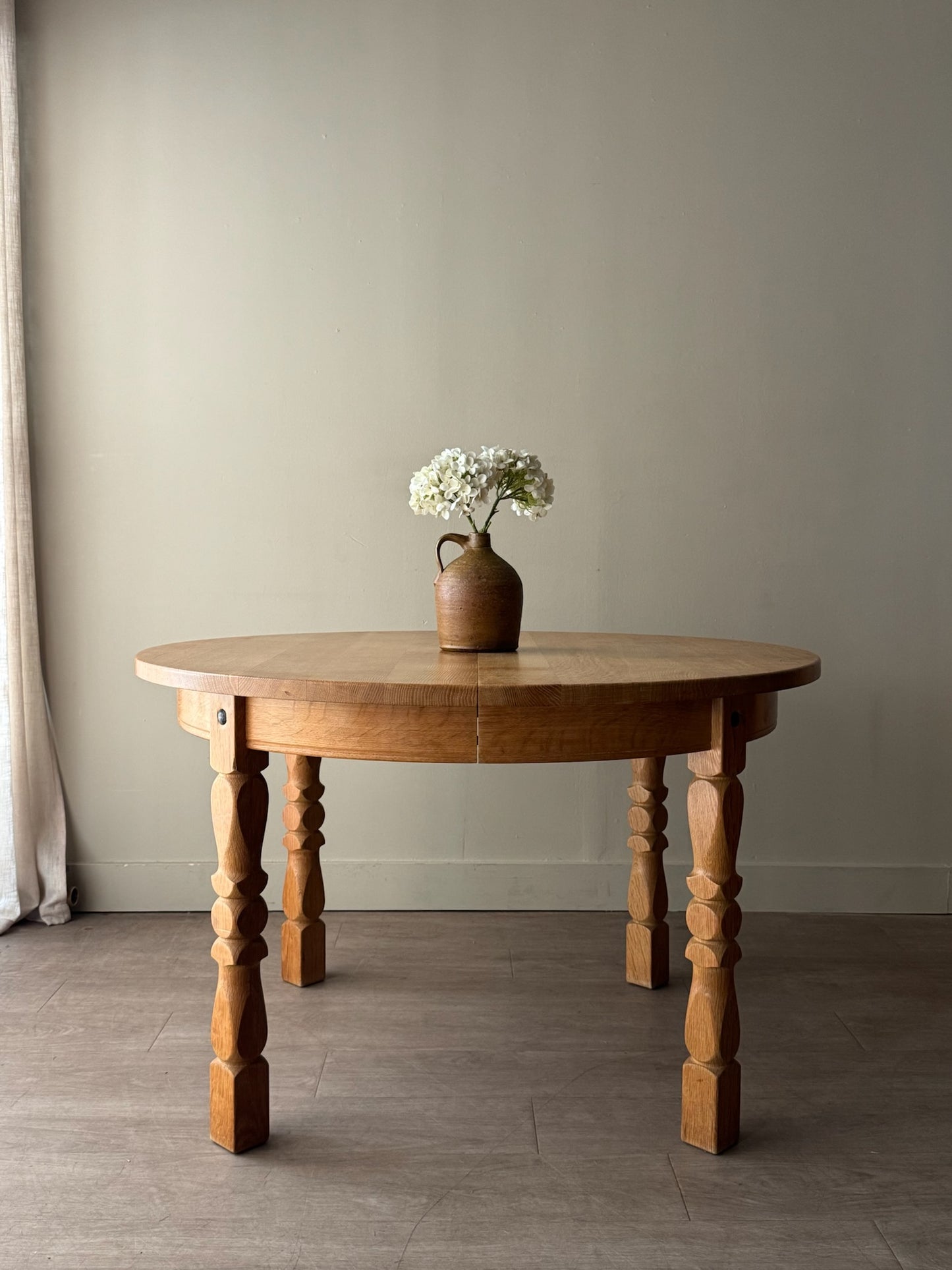 Danish oak dining table with extensions