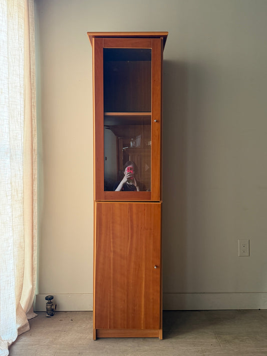 Narrow cherry display cabinet