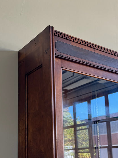 Walnut glass mercantile two piece display case