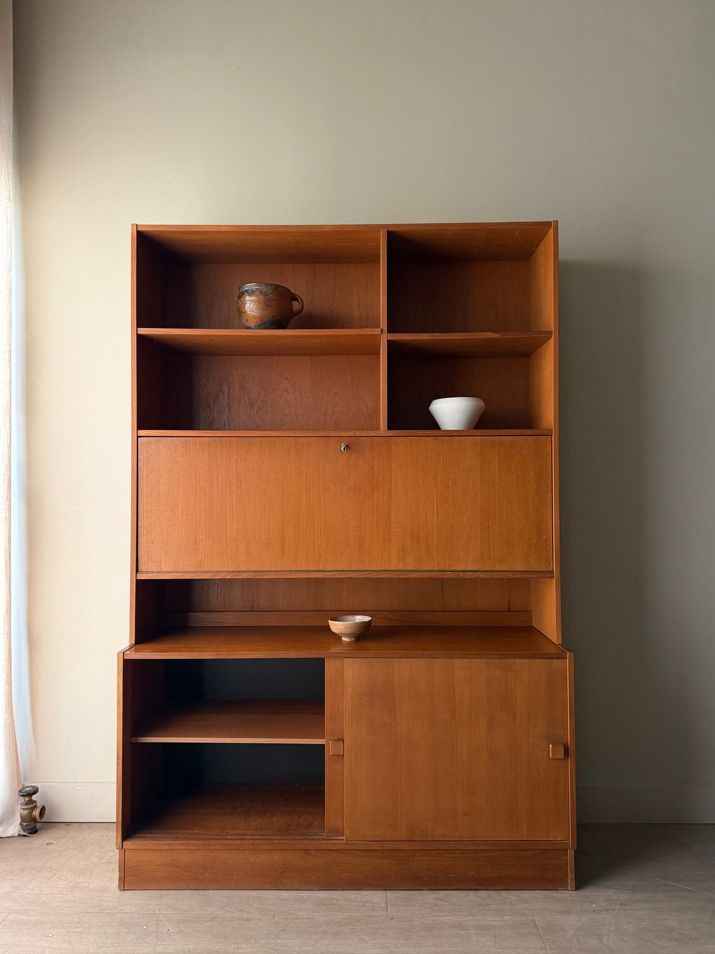 Danish teak two piece hutch